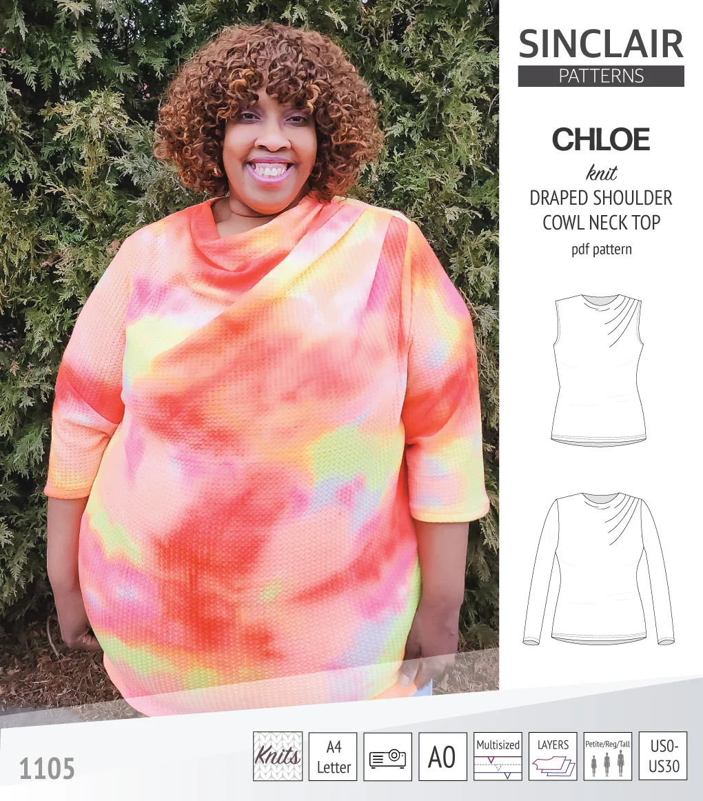 Chloe draped shoulder top with a high cowl neck (PDF) - Image 15