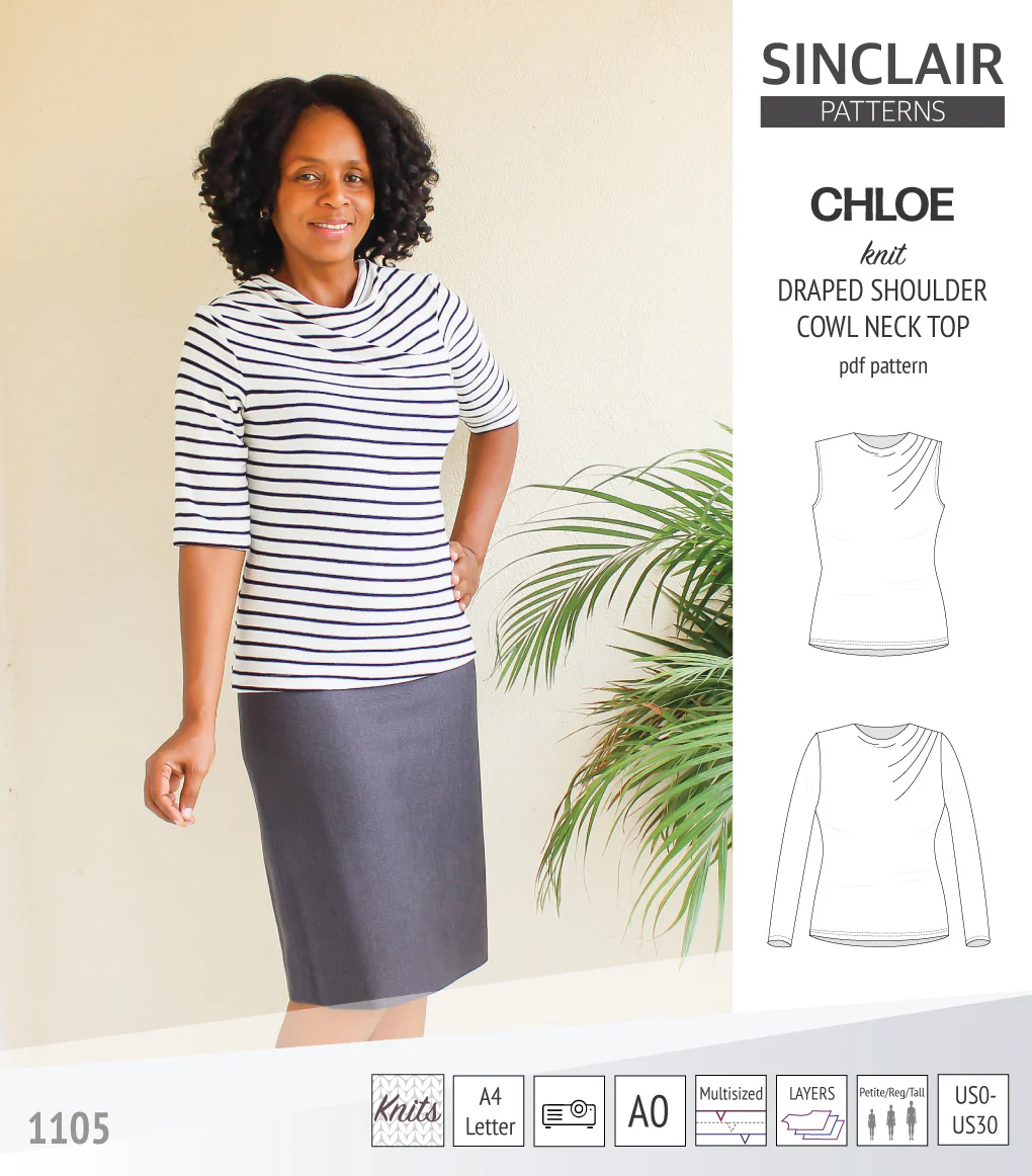 Chloe draped shoulder top with a high cowl neck (PDF) - Image 19