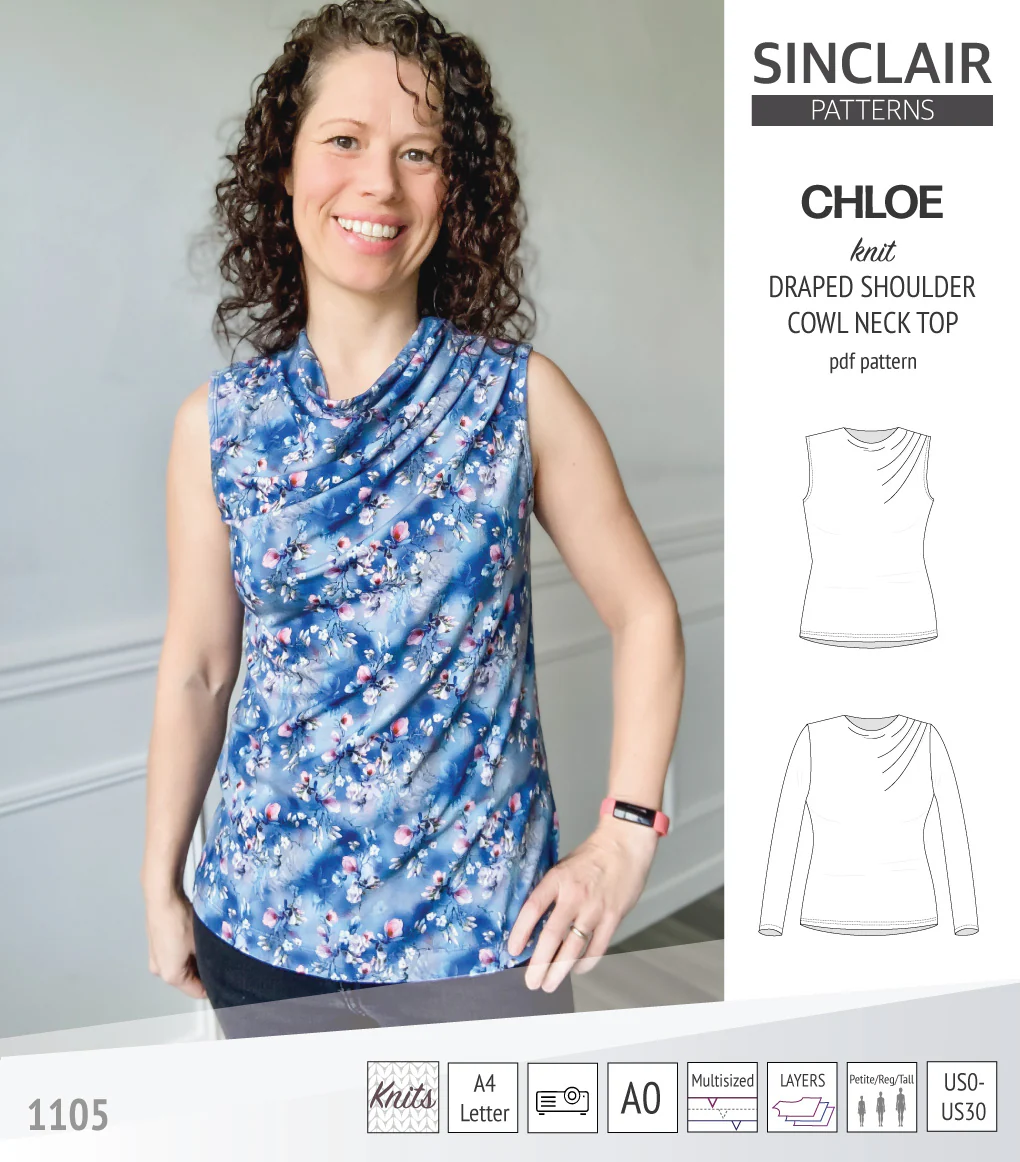 Chloe draped shoulder top with a high cowl neck (PDF) - Image 32