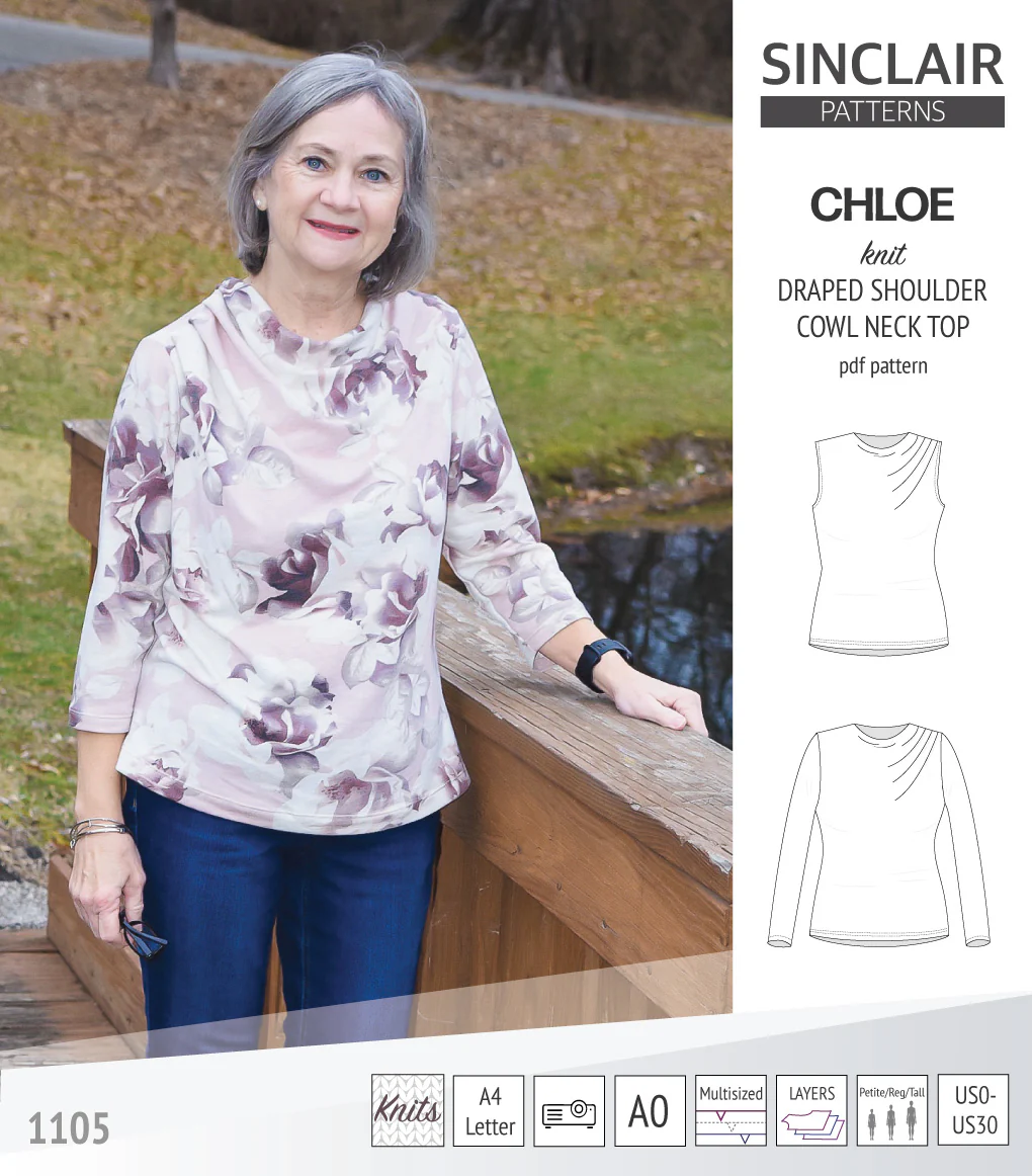 Chloe draped shoulder top with a high cowl neck (PDF) - Image 48
