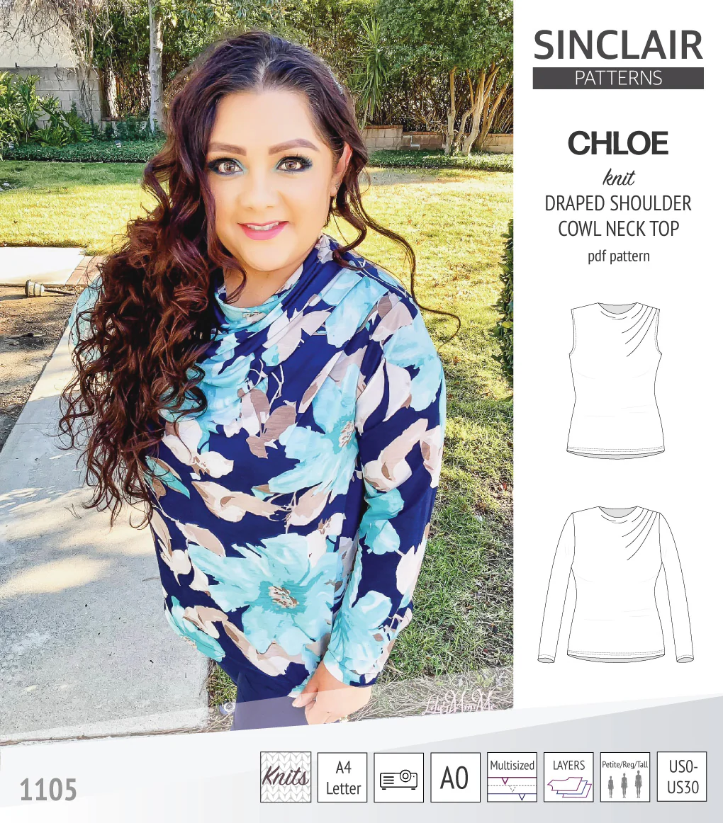 Chloe draped shoulder top with a high cowl neck (PDF) - Image 59