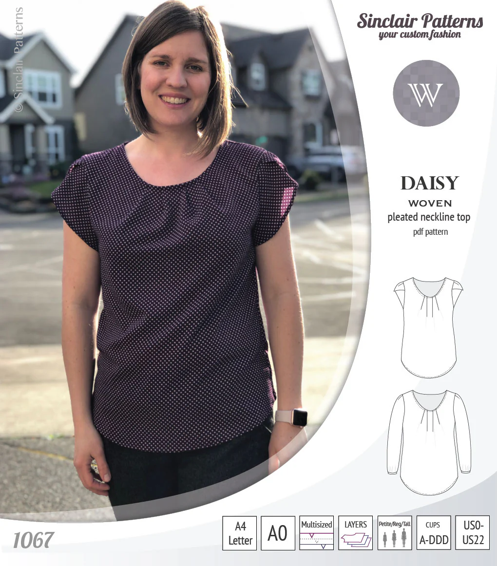 Daisy woven blouse with pleated neckline and petal/long sleeves (PDF) - Image 11
