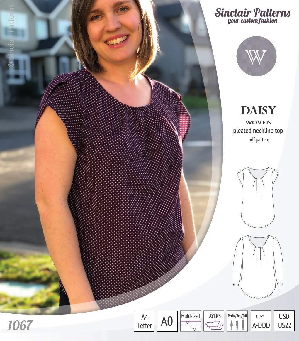 Daisy woven blouse with pleated neckline and petal/long sleeves (PDF) - Image 12