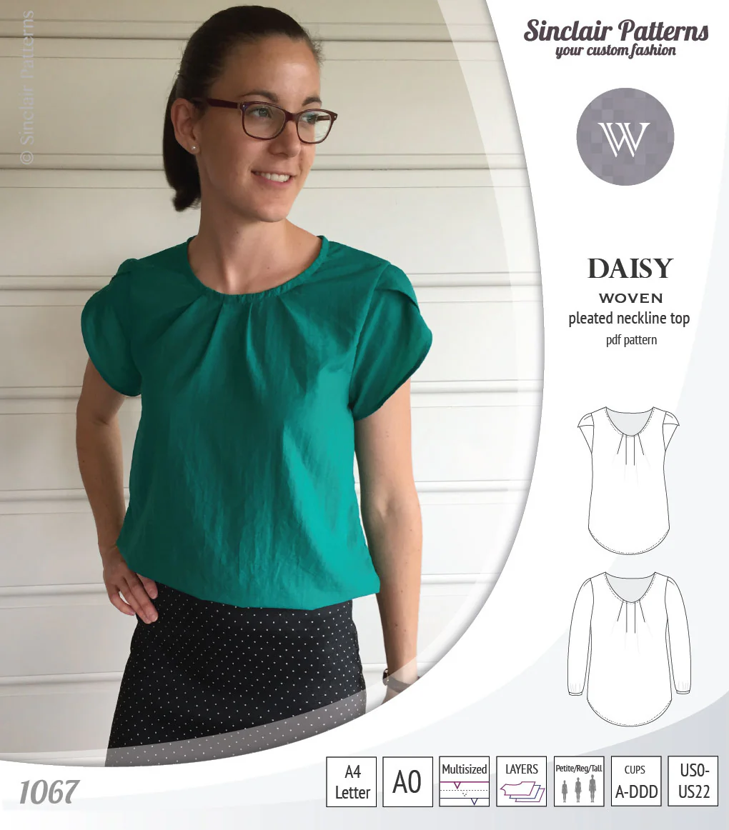 Daisy woven blouse with pleated neckline and petal/long sleeves (PDF) - Image 15