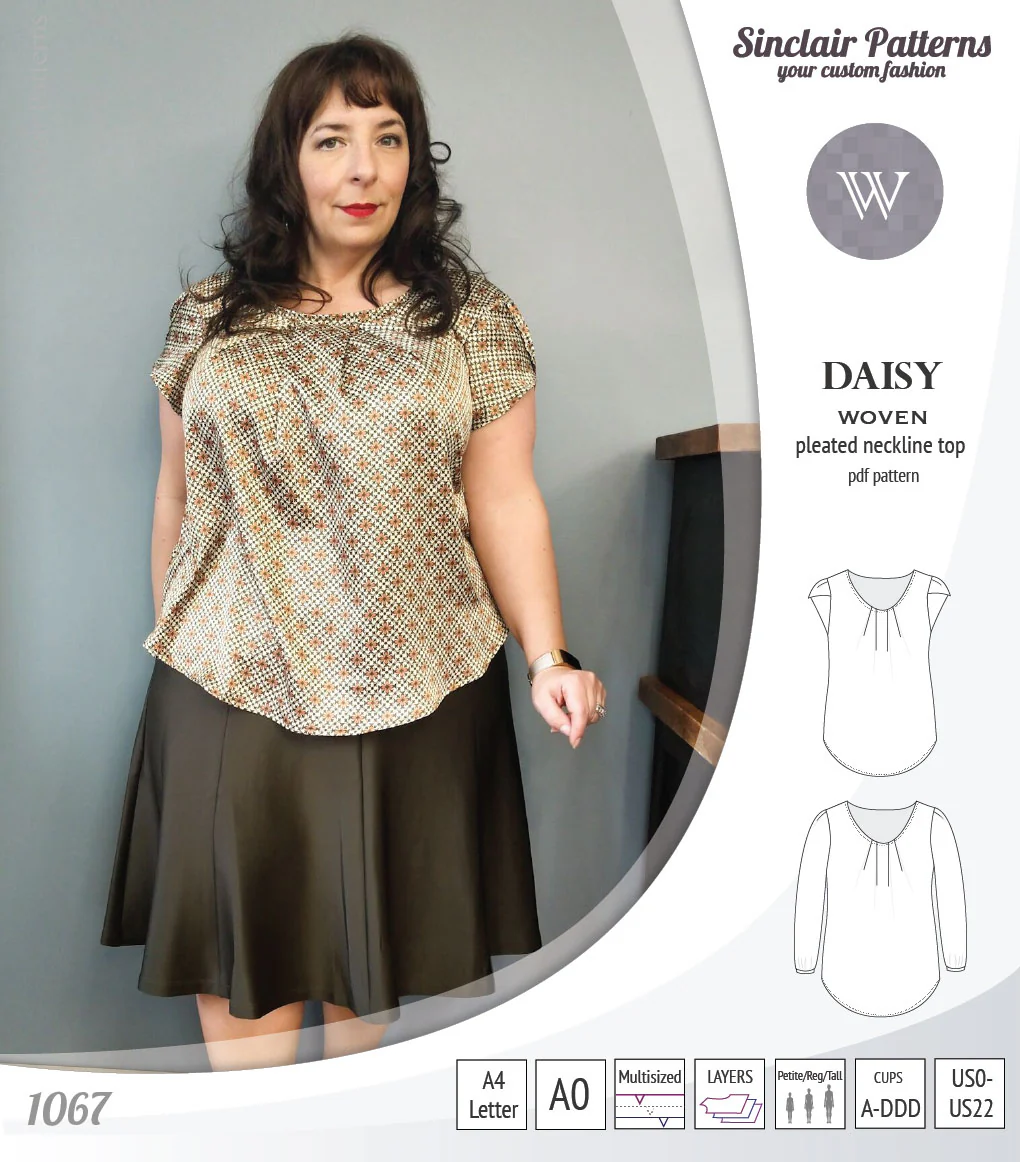 Daisy woven blouse with pleated neckline and petal/long sleeves (PDF) - Image 17