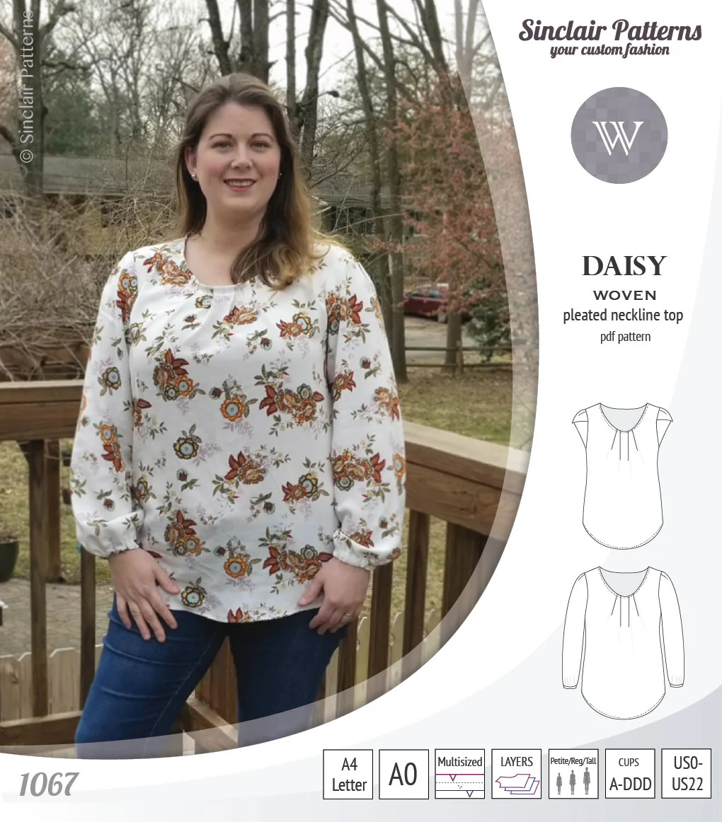 Daisy woven blouse with pleated neckline and petal/long sleeves (PDF) - Image 21