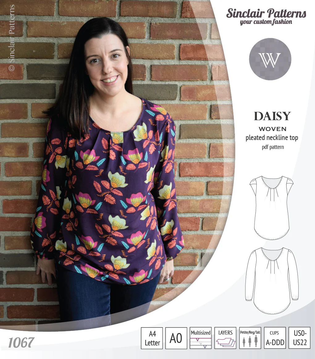Daisy woven blouse with pleated neckline and petal/long sleeves (PDF) - Image 25