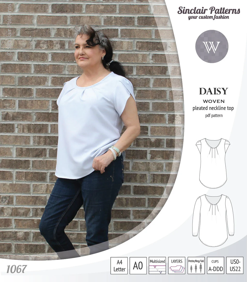 Daisy woven blouse with pleated neckline and petal/long sleeves (PDF) - Image 26
