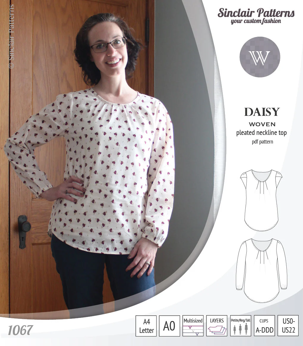 Daisy woven blouse with pleated neckline and petal/long sleeves (PDF) - Image 27