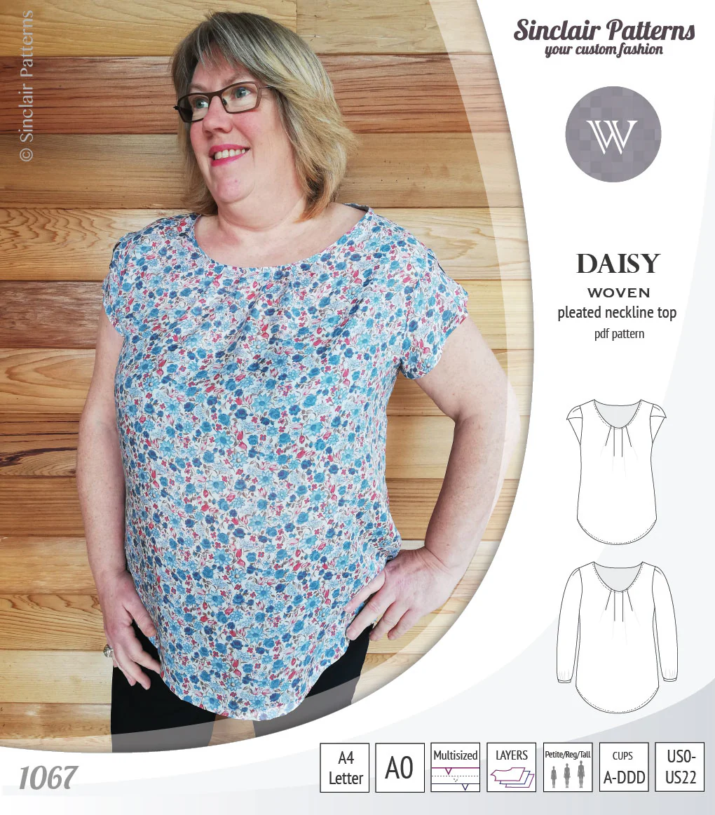 Daisy woven blouse with pleated neckline and petal/long sleeves (PDF) - Image 31