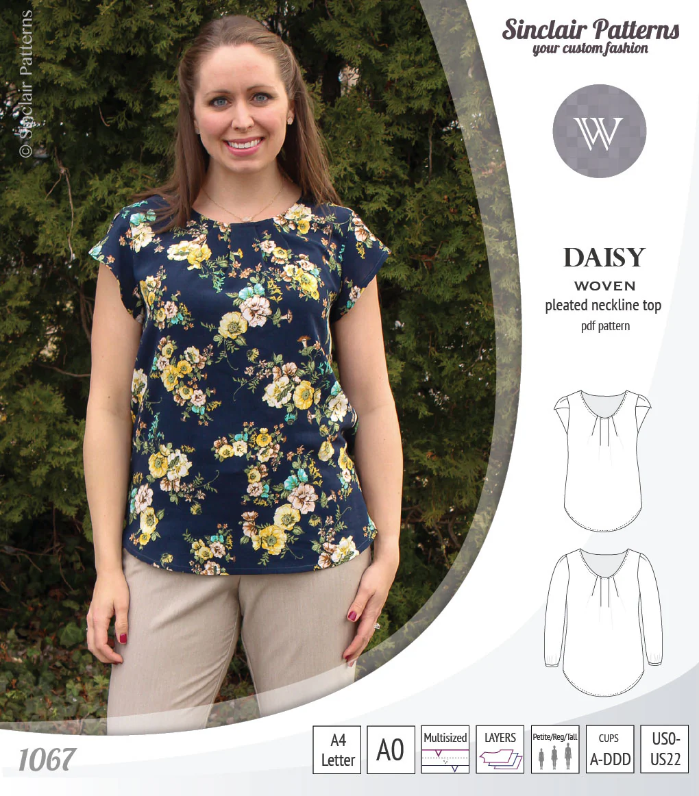 Daisy woven blouse with pleated neckline and petal/long sleeves (PDF) - Image 8
