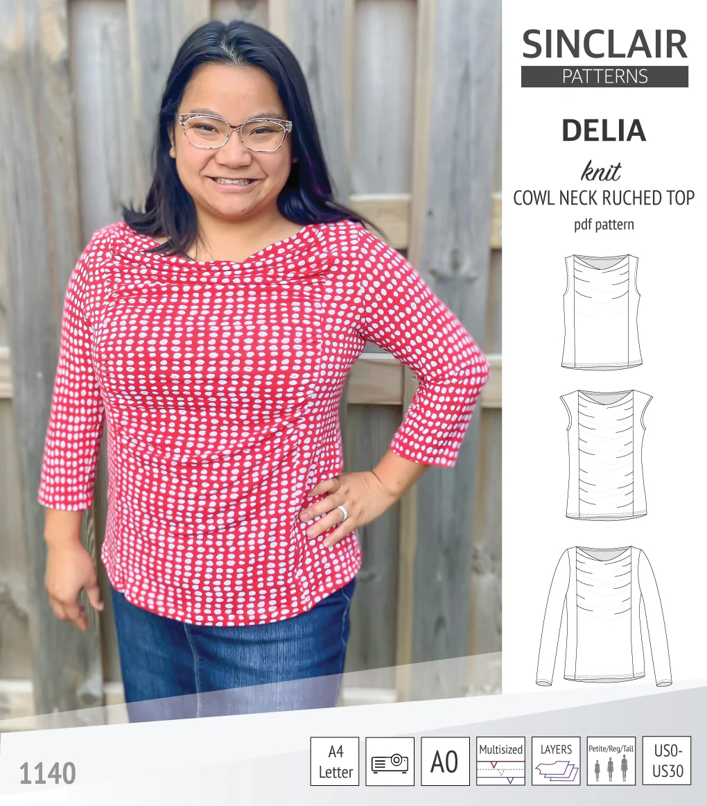 Delia cowl style neckline ruched front knit top (PDF) - Image 32