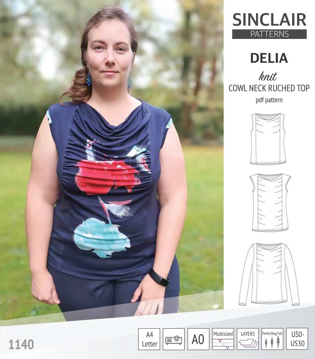 Delia cowl style neckline ruched front knit top (PDF) - Image 43