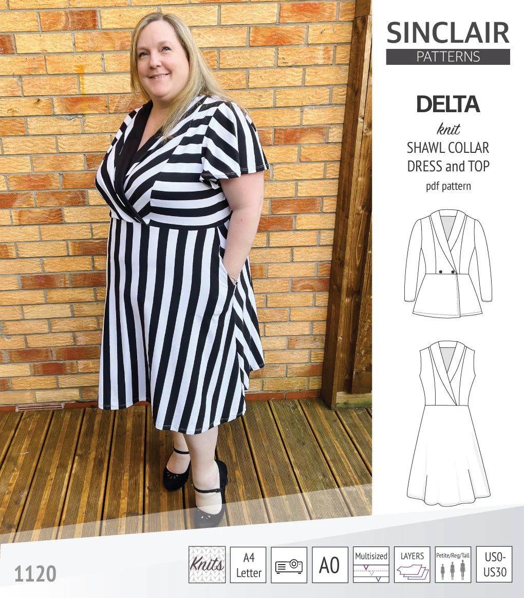 Delta knit shawl collar dress and top with princess seams (PDF) - Image 10