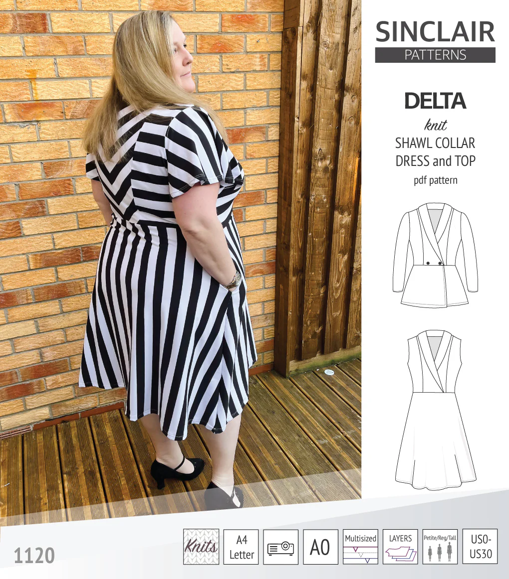 Delta knit shawl collar dress and top with princess seams (PDF) - Image 11