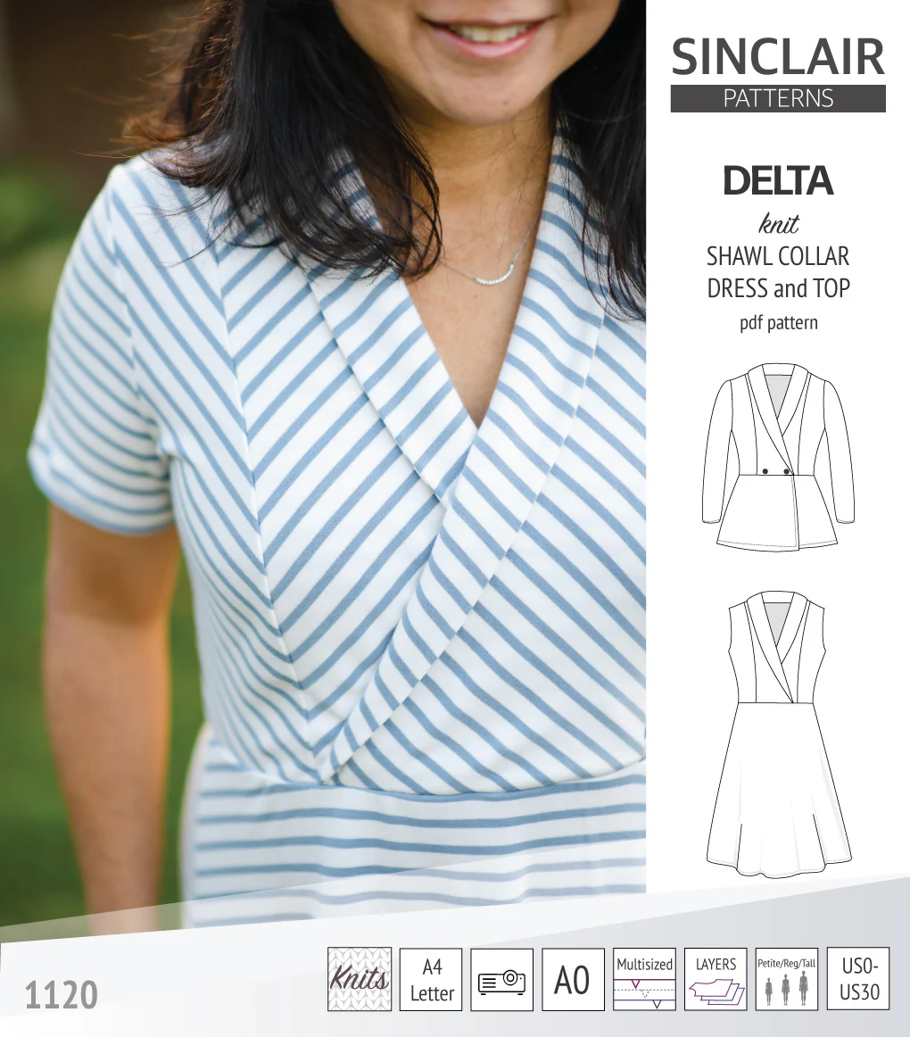 Delta knit shawl collar dress and top with princess seams (PDF) - Image 12
