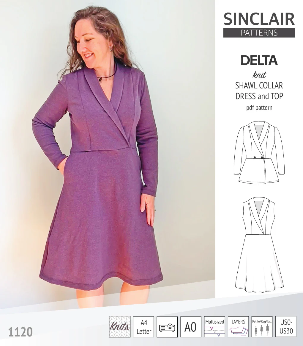 Delta knit shawl collar dress and top with princess seams (PDF) - Image 14