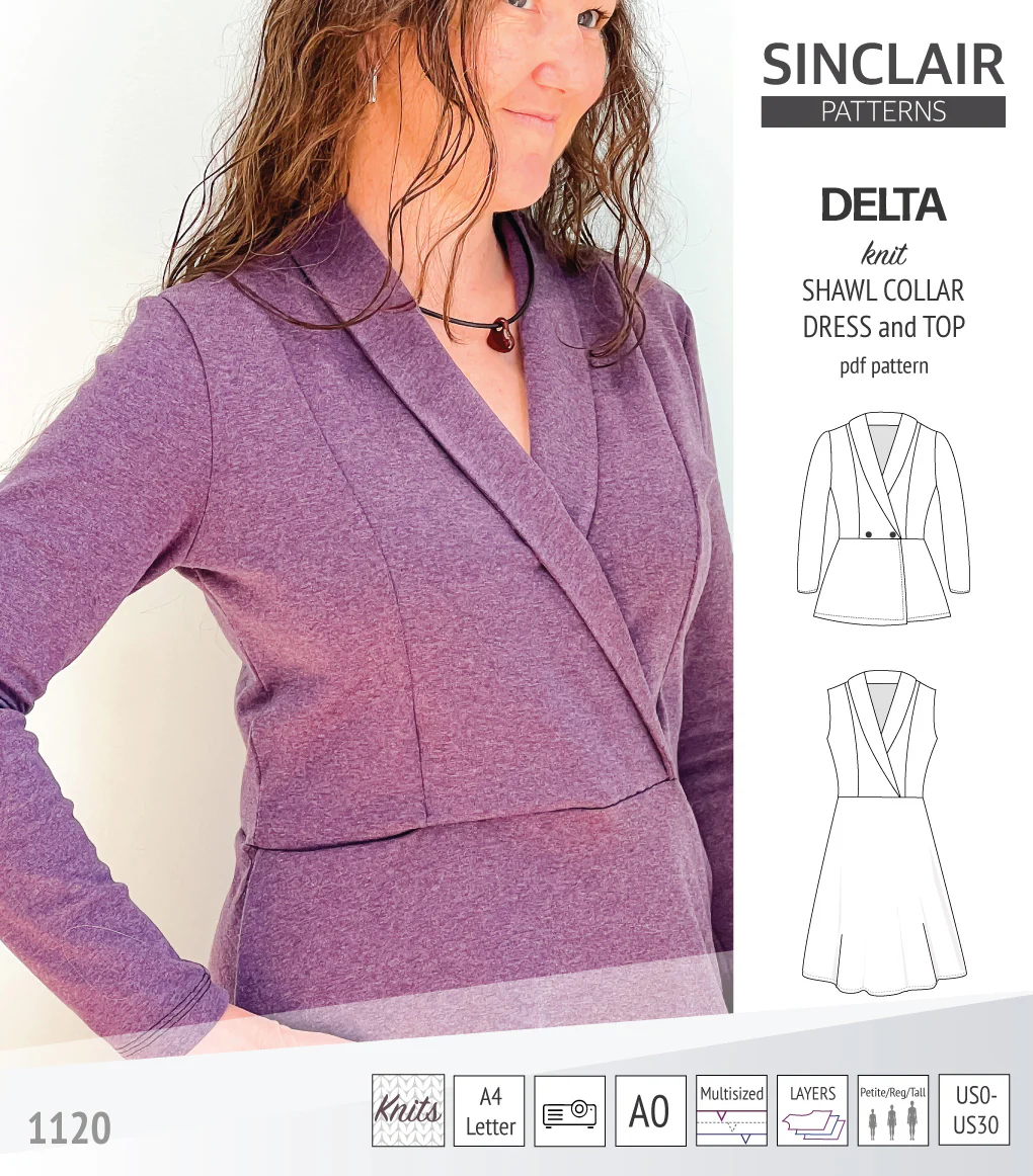 Delta knit shawl collar dress and top with princess seams (PDF) - Image 15