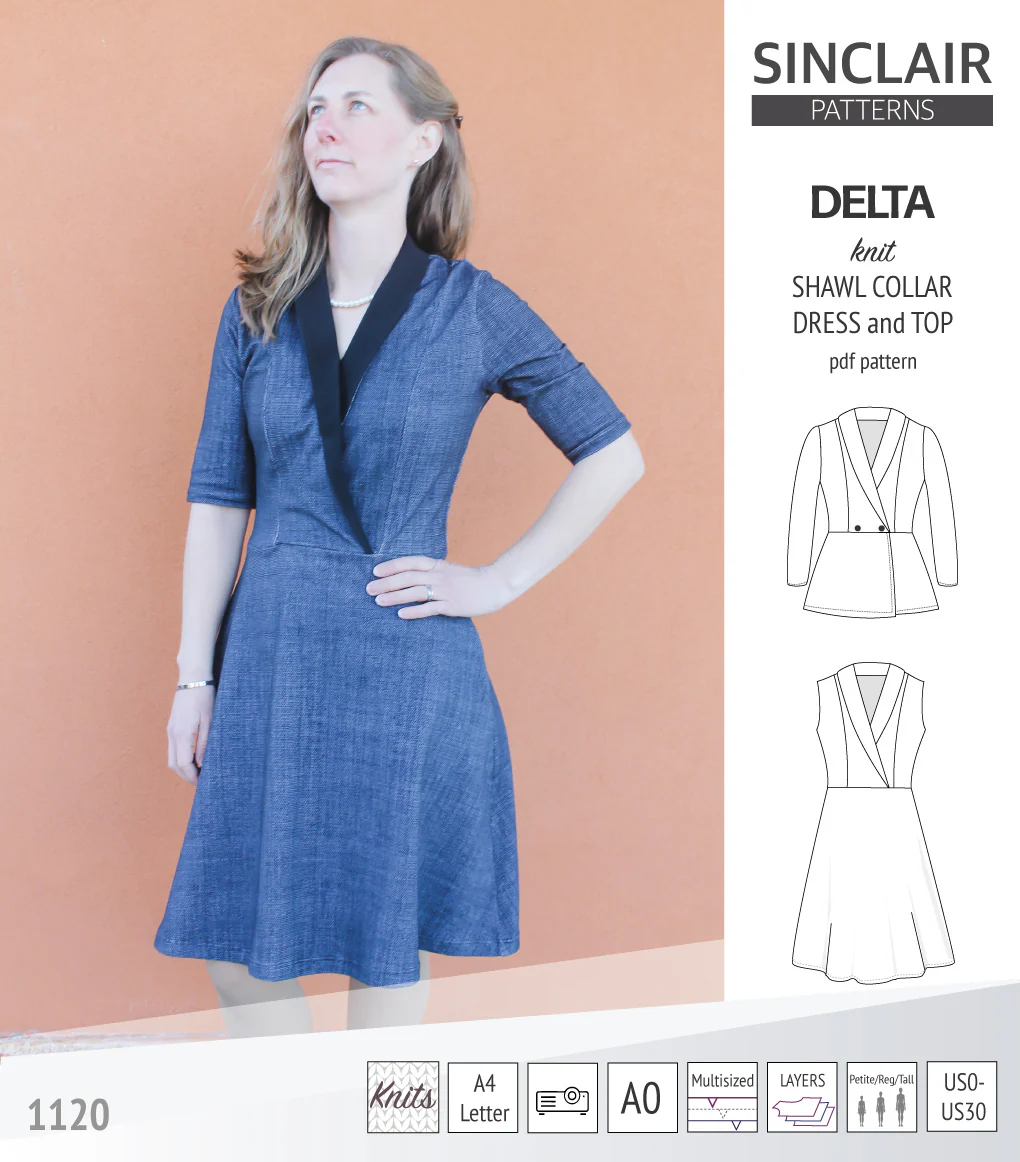 Delta knit shawl collar dress and top with princess seams (PDF) - Image 16