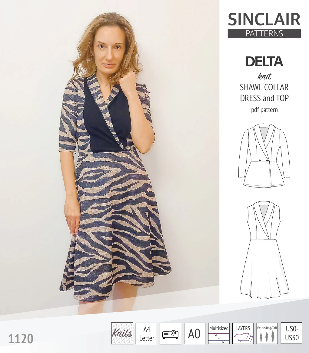 Delta knit shawl collar dress and top with princess seams (PDF) - Image 17