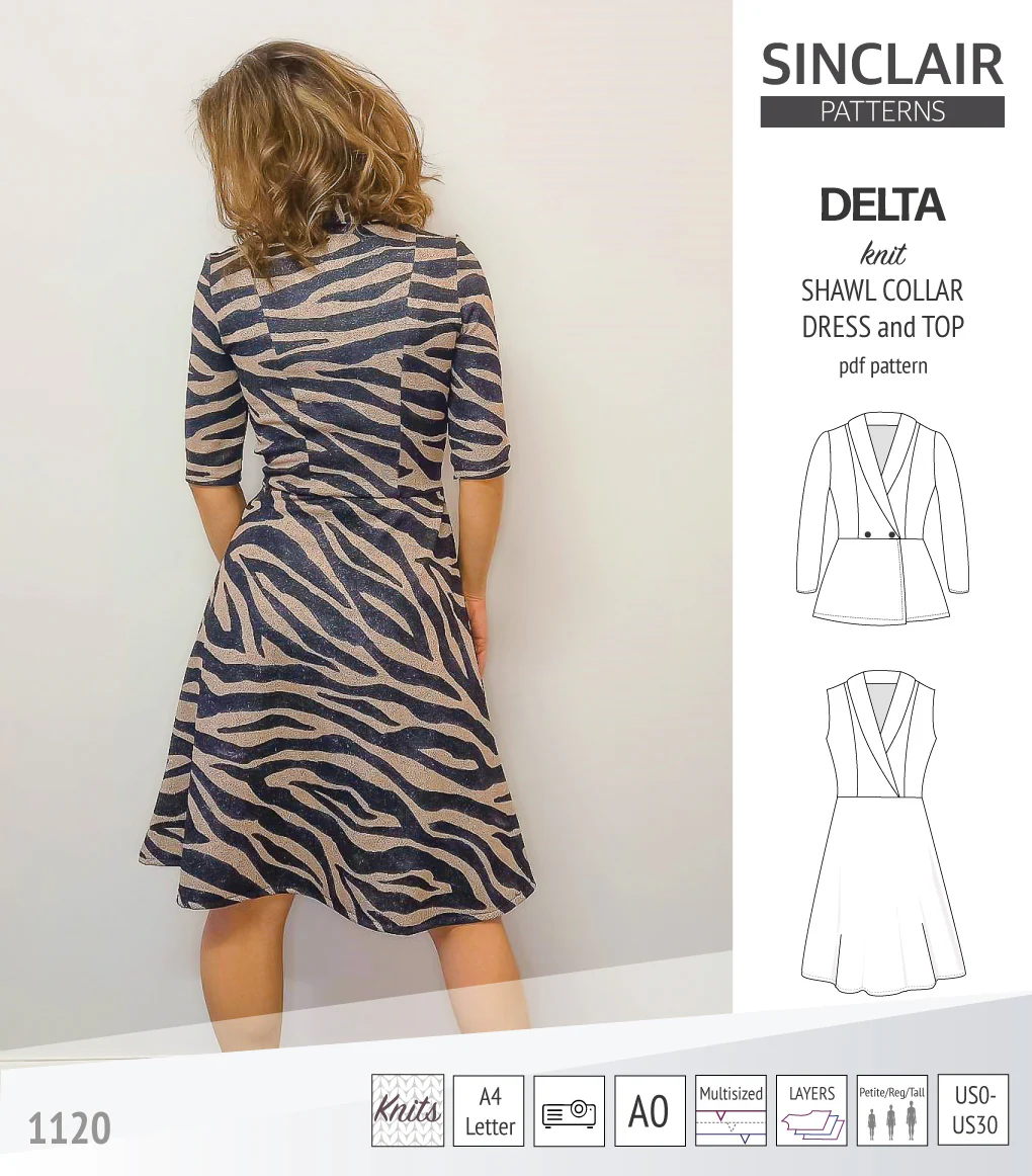 Delta knit shawl collar dress and top with princess seams (PDF) - Image 18