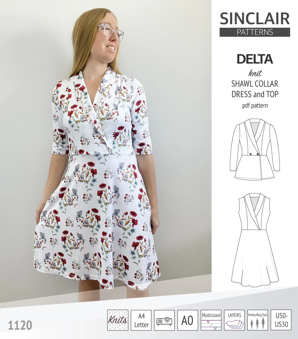 Delta knit shawl collar dress and top with princess seams (PDF) - Image 23