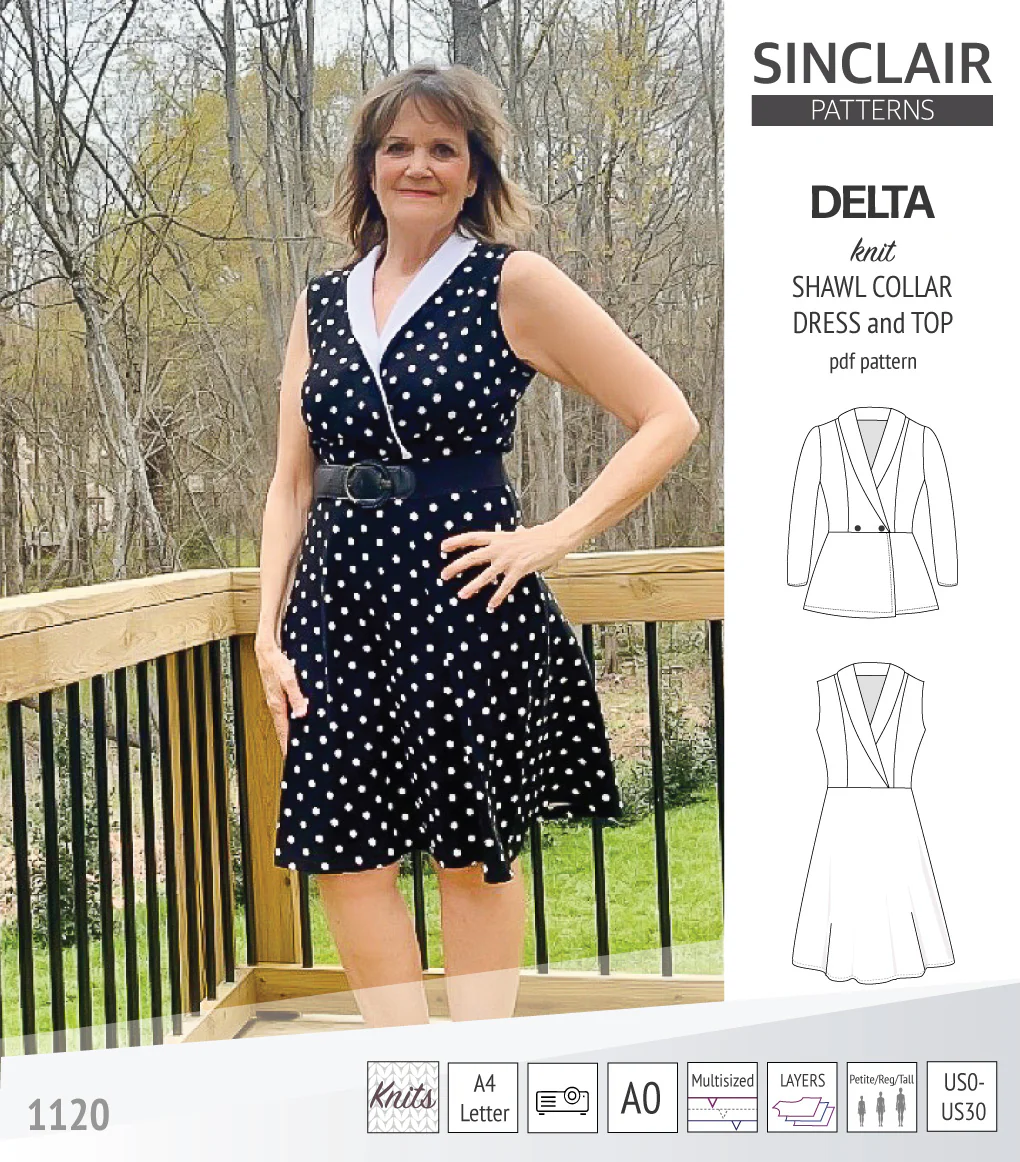 Delta knit shawl collar dress and top with princess seams (PDF) - Image 24