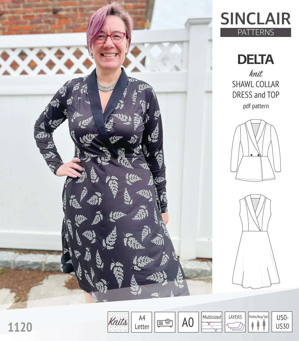 Delta knit shawl collar dress and top with princess seams (PDF) - Image 25