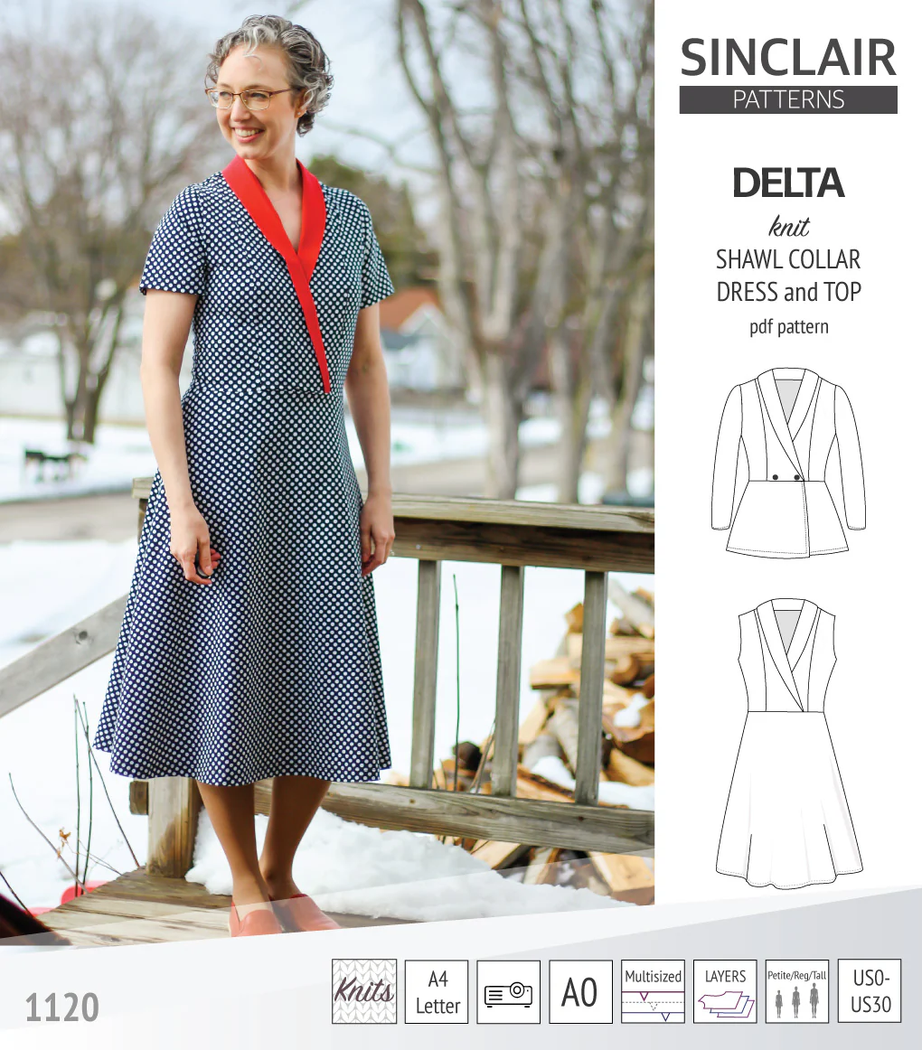 Delta knit shawl collar dress and top with princess seams (PDF) - Image 26