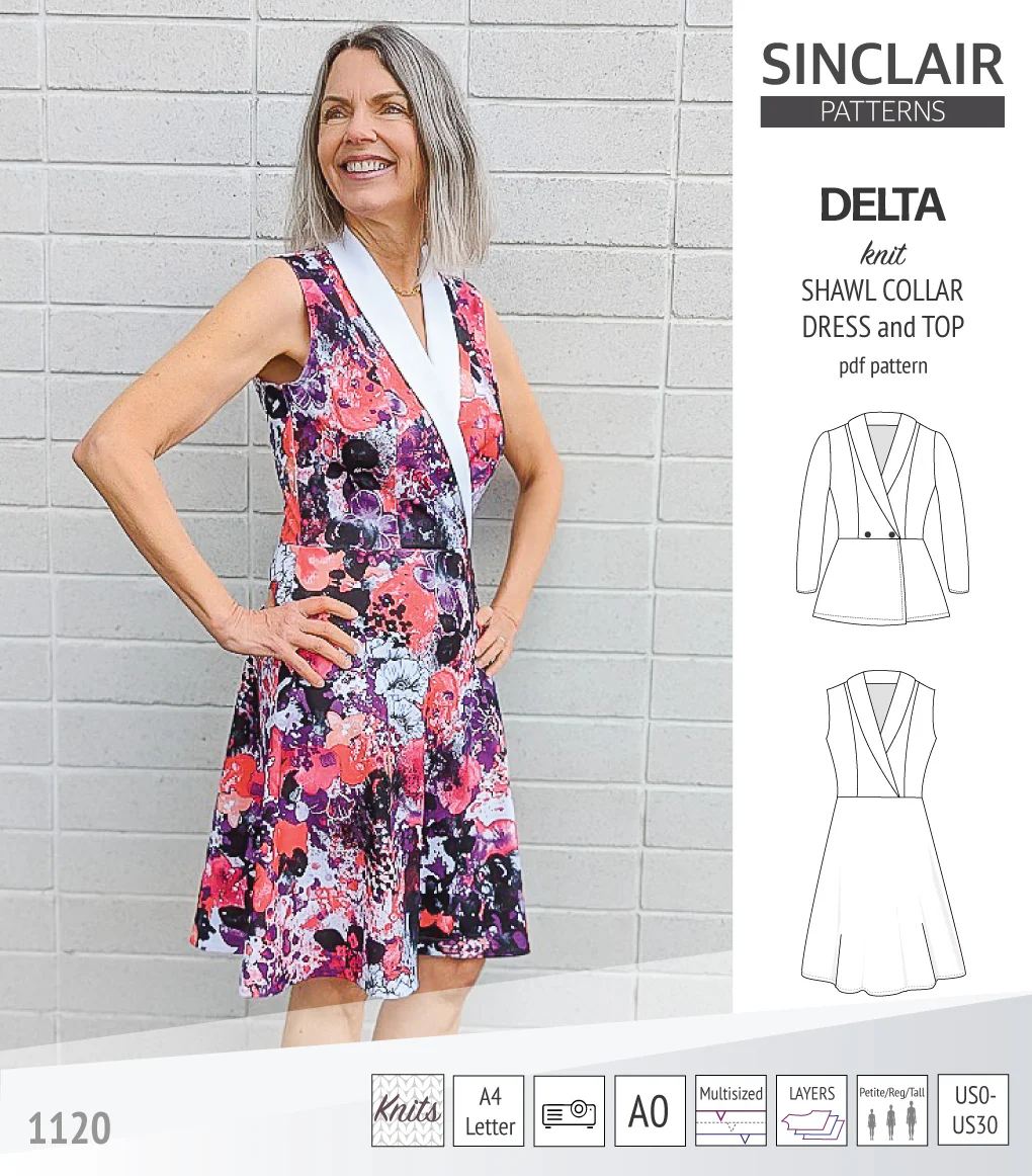 Delta knit shawl collar dress and top with princess seams (PDF) - Image 3