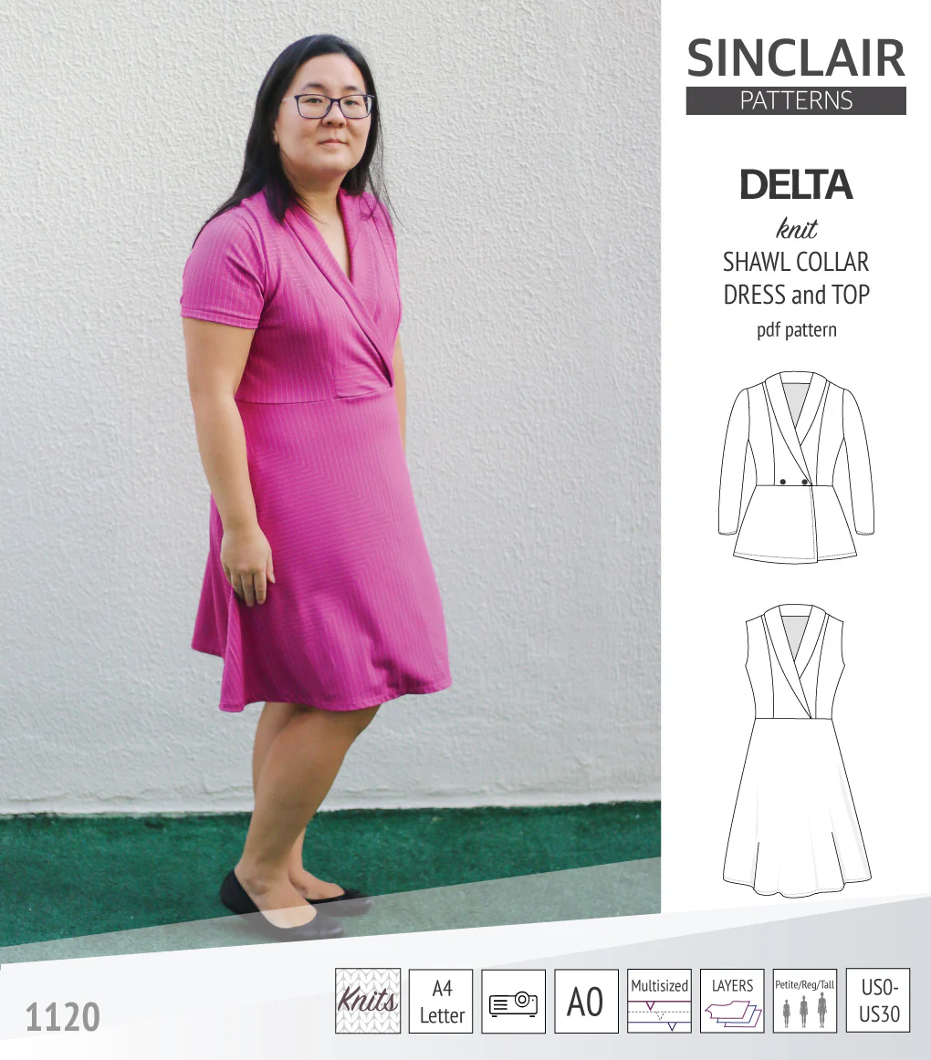 Delta knit shawl collar dress and top with princess seams (PDF) - Image 31