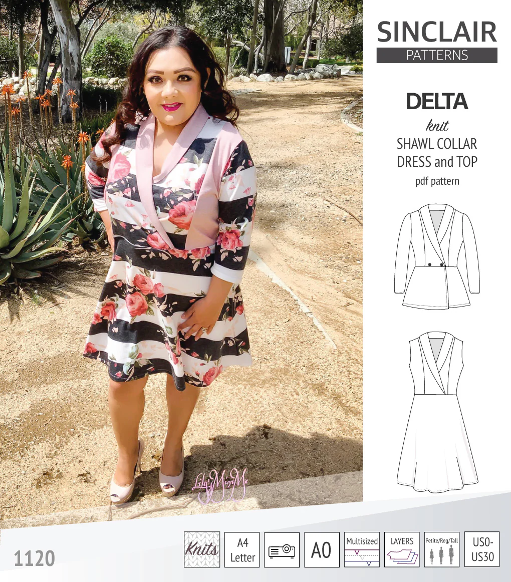 Delta knit shawl collar dress and top with princess seams (PDF) - Image 32