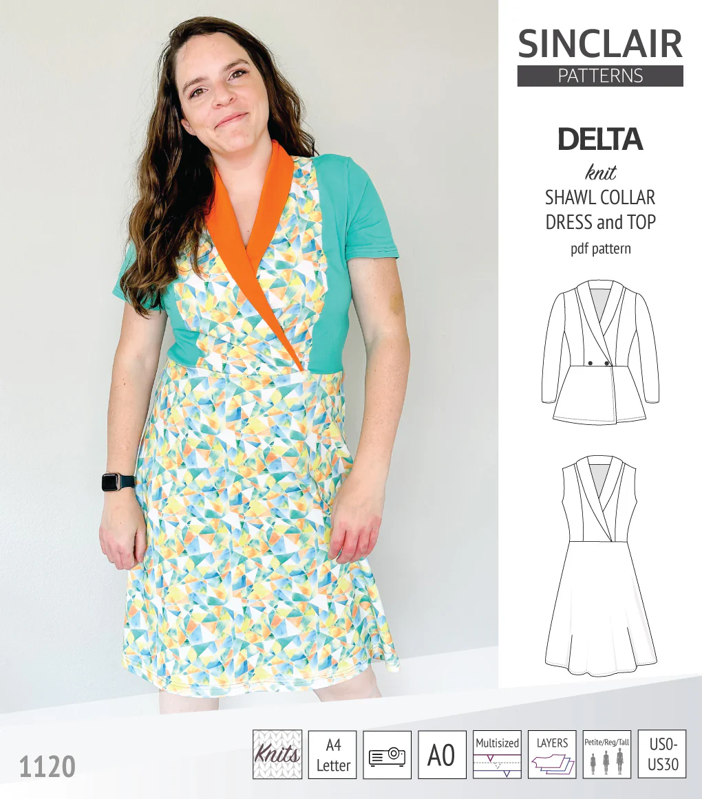 Delta knit shawl collar dress and top with princess seams (PDF) - Image 33