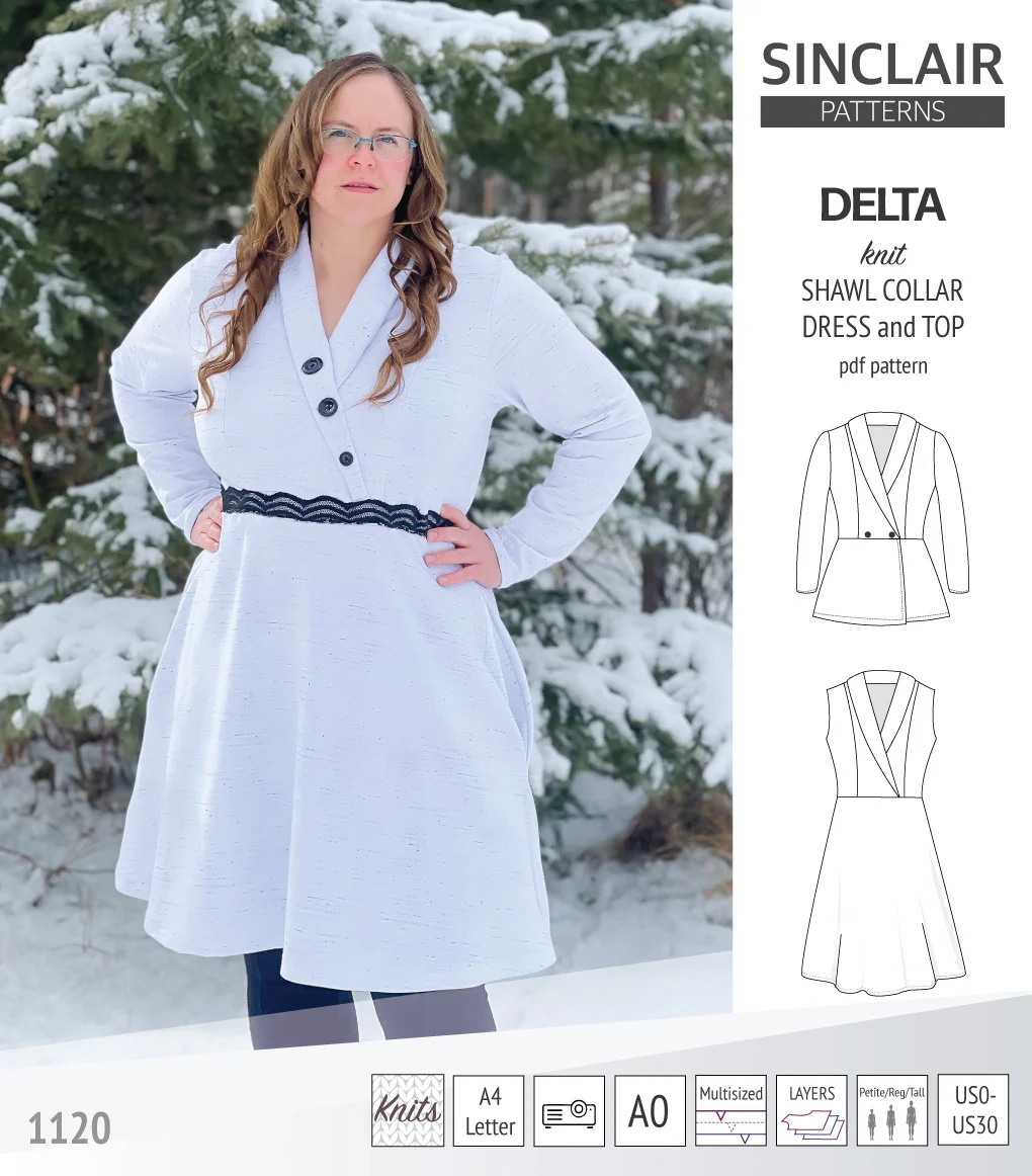 Delta knit shawl collar dress and top with princess seams (PDF) - Image 34