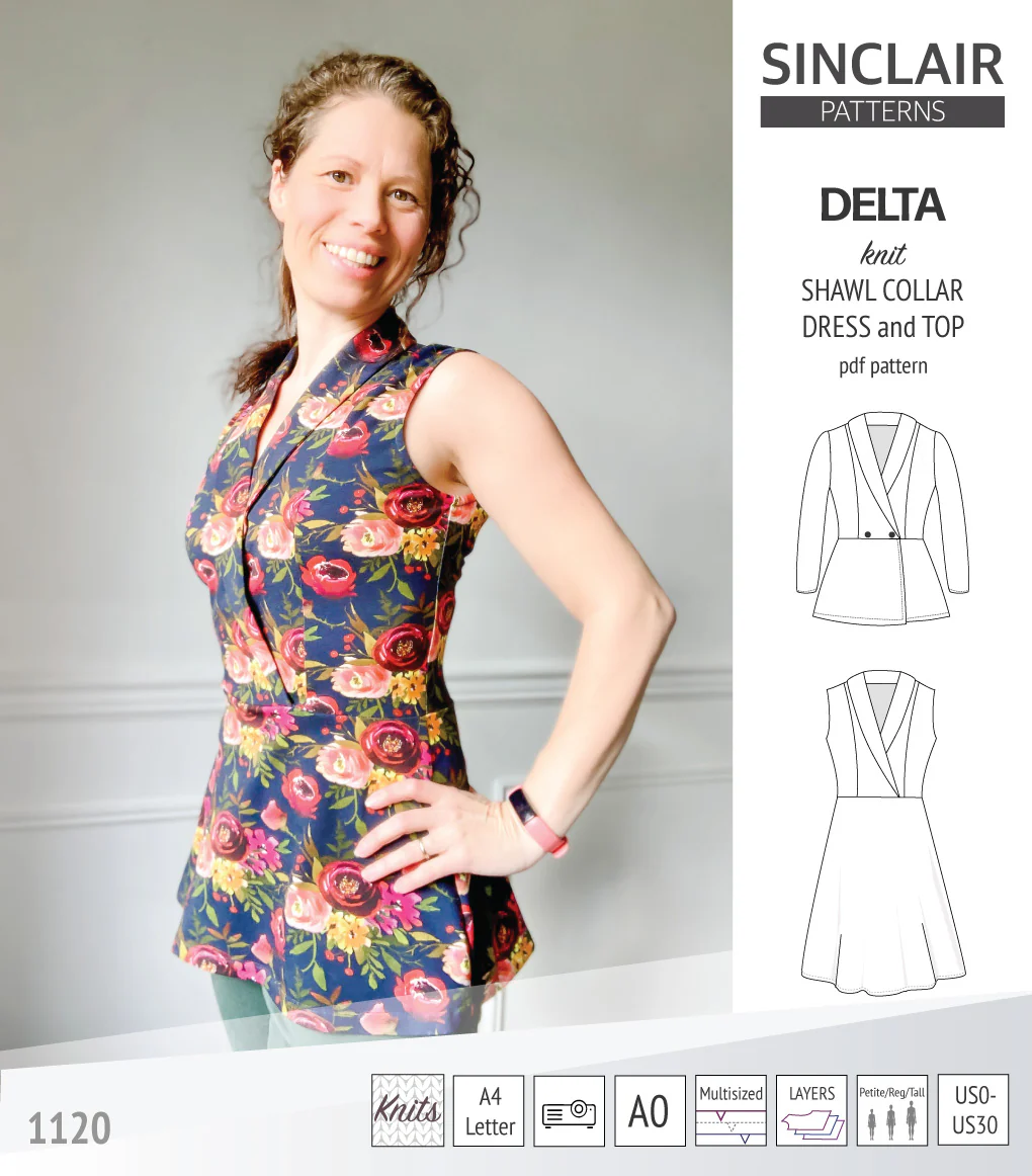 Delta knit shawl collar dress and top with princess seams (PDF) - Image 38