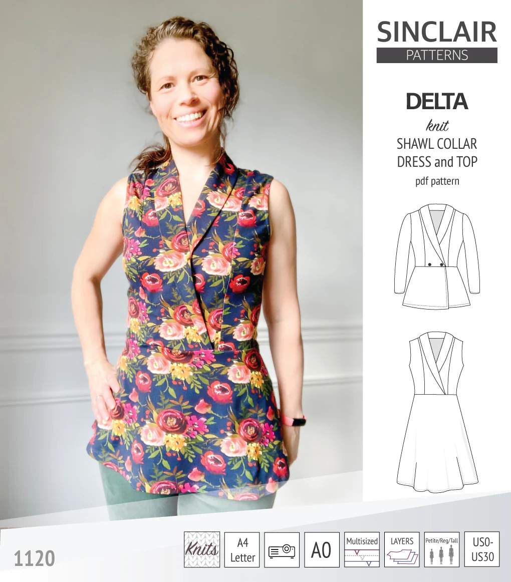 Delta knit shawl collar dress and top with princess seams (PDF) - Image 39