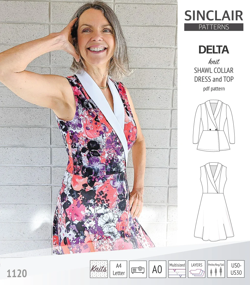 Delta knit shawl collar dress and top with princess seams (PDF) - Image 4