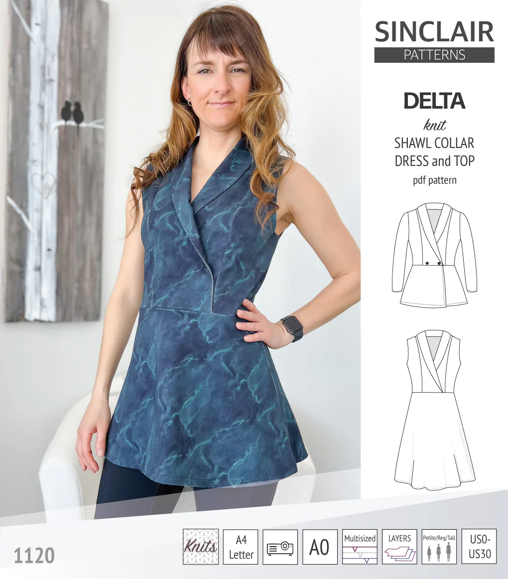 Delta knit shawl collar dress and top with princess seams (PDF) - Image 41