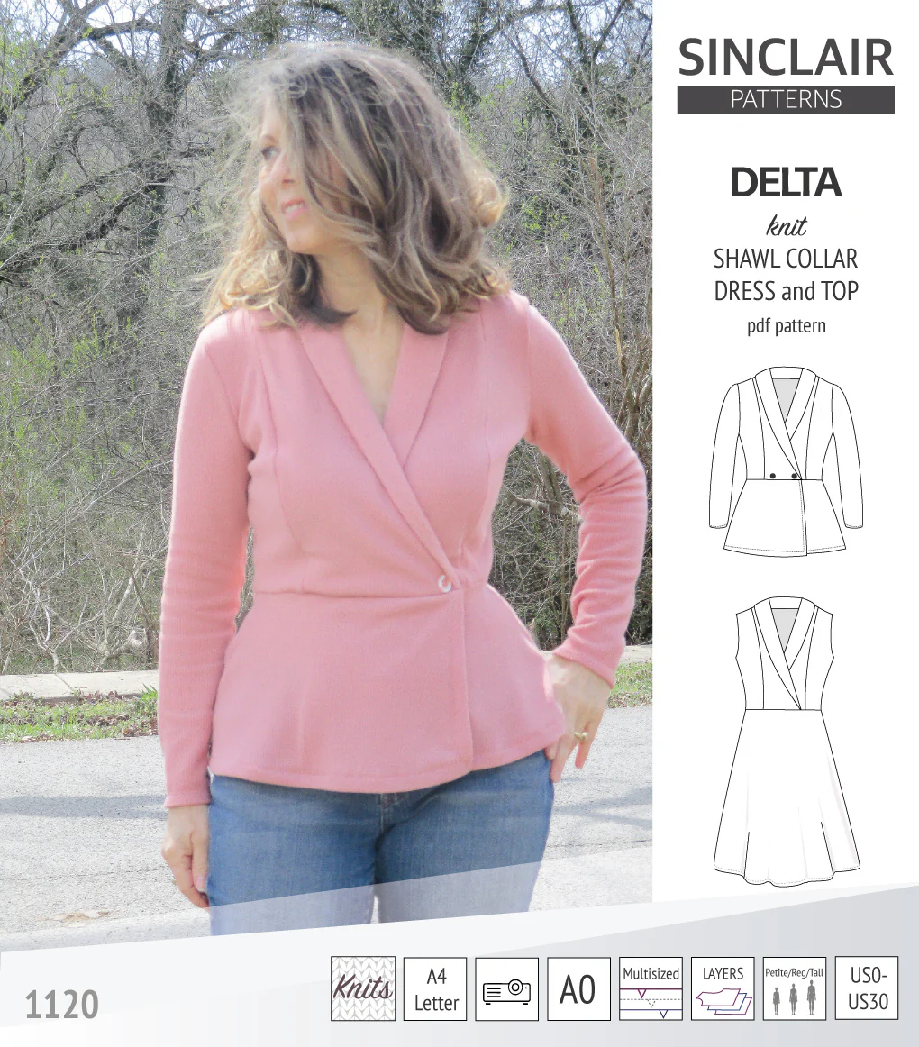Delta knit shawl collar dress and top with princess seams (PDF) - Image 42