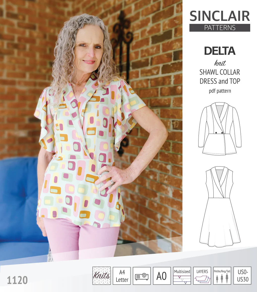 Delta knit shawl collar dress and top with princess seams (PDF) - Image 43