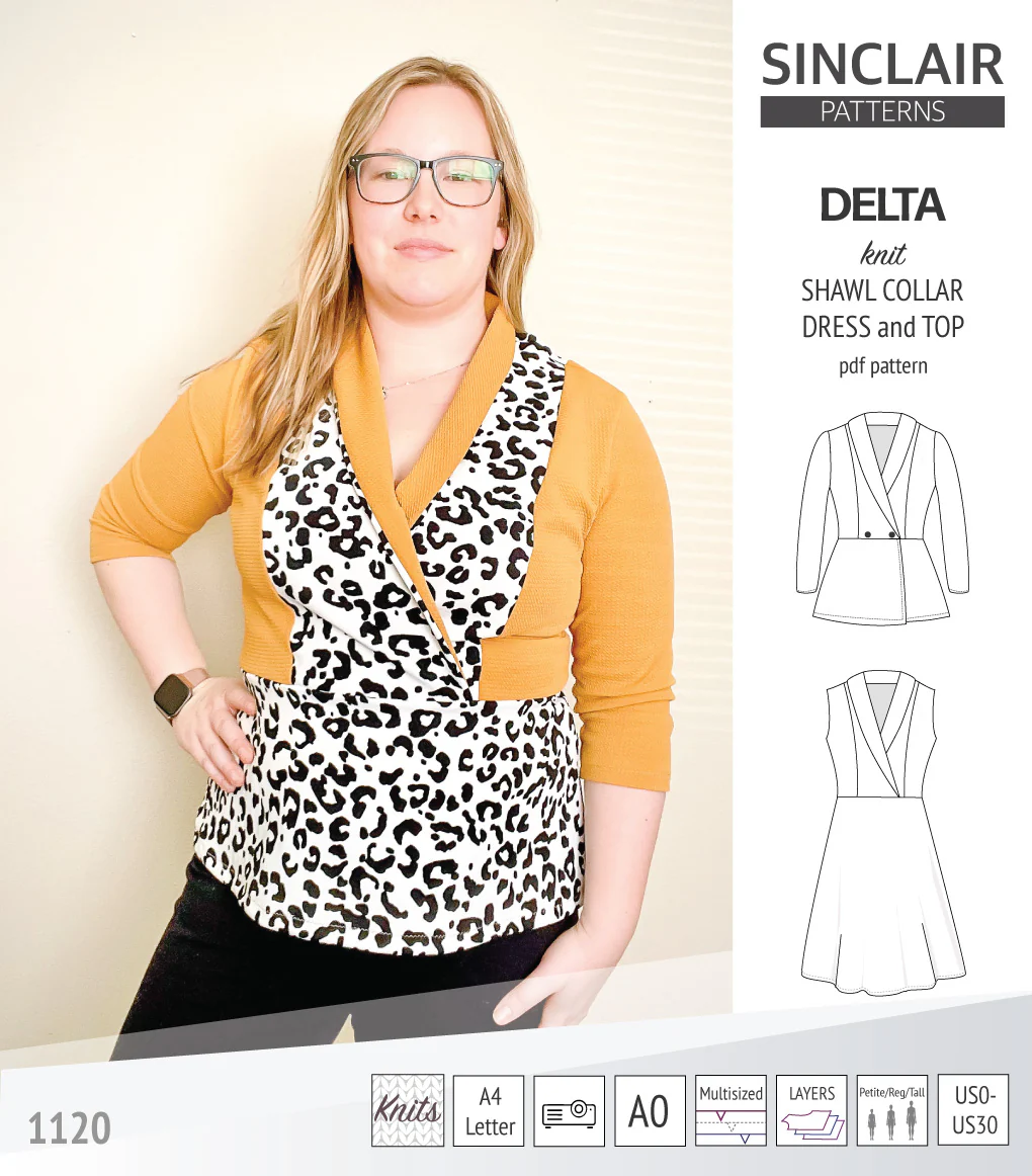 Delta knit shawl collar dress and top with princess seams (PDF) - Image 44