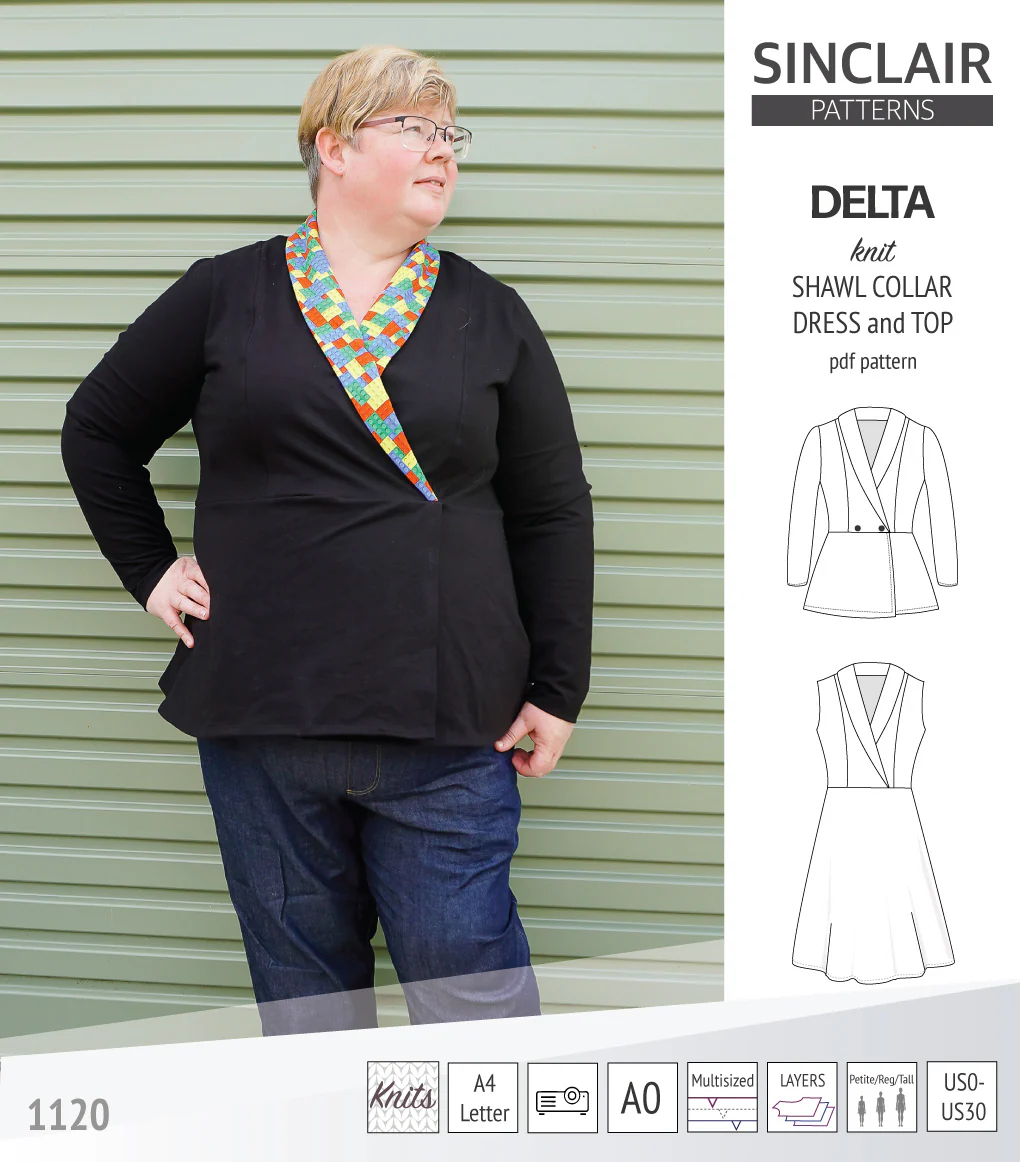 Delta knit shawl collar dress and top with princess seams (PDF) - Image 46