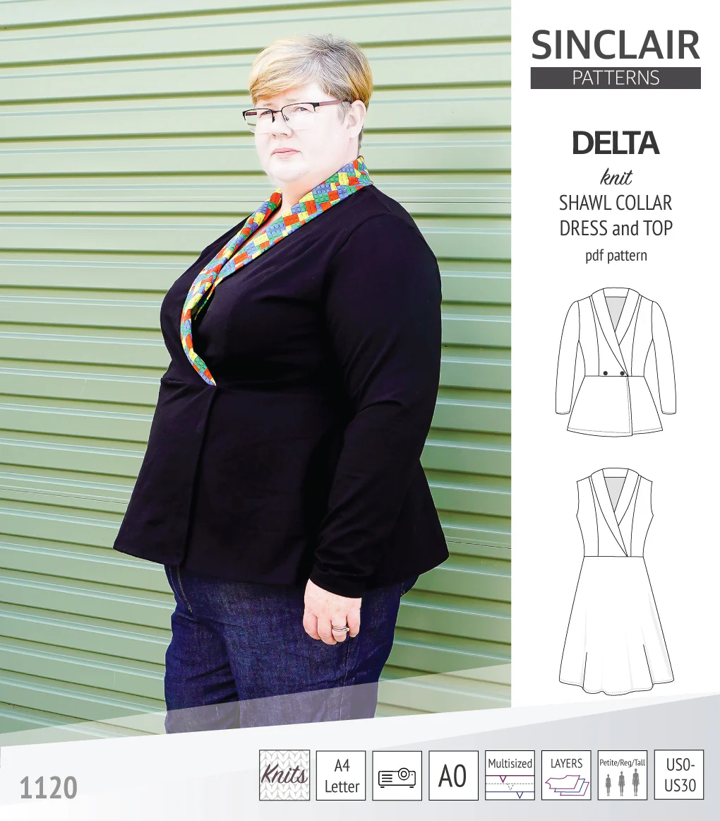Delta knit shawl collar dress and top with princess seams (PDF) - Image 47