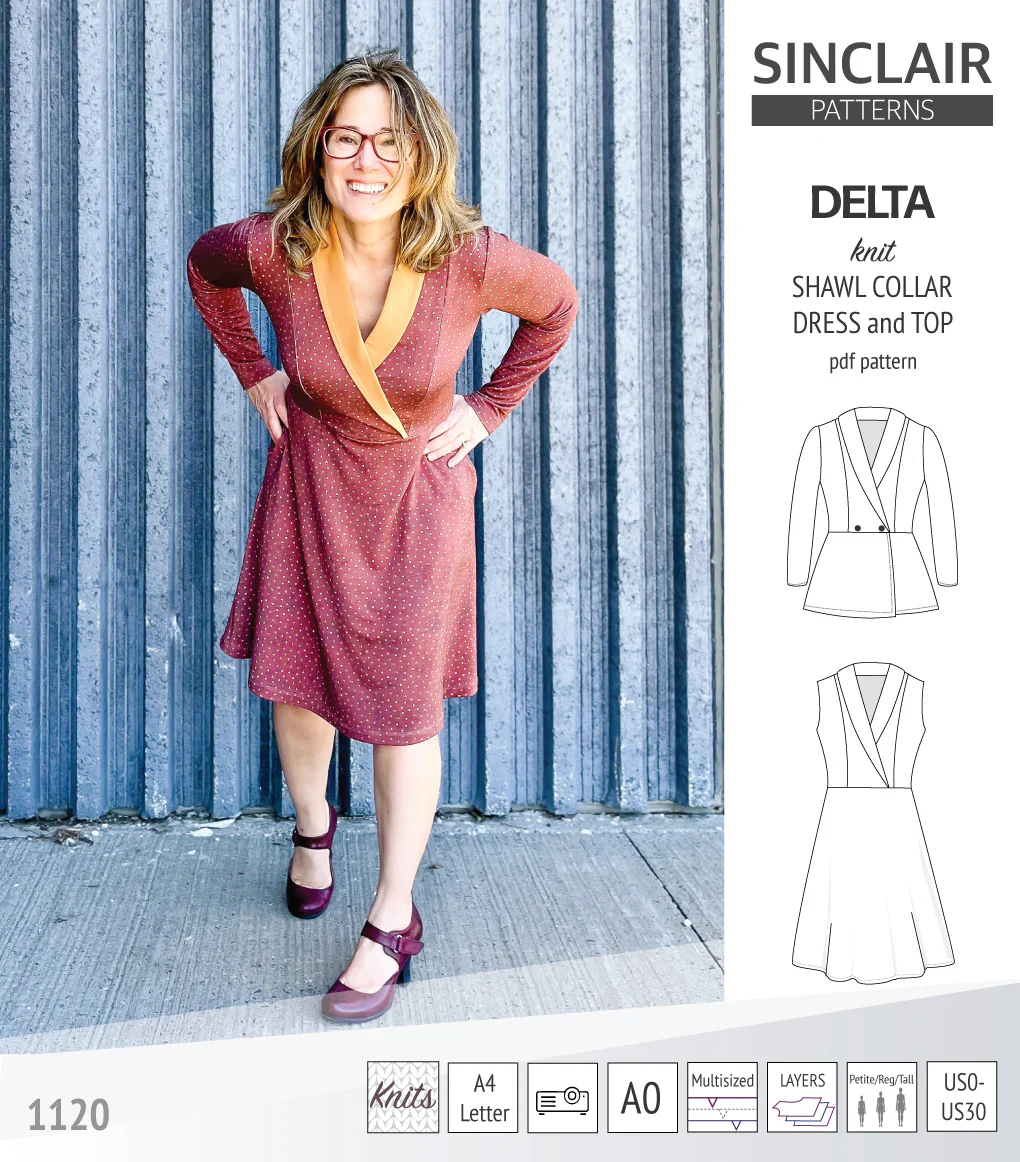 Delta knit shawl collar dress and top with princess seams (PDF) - Image 48