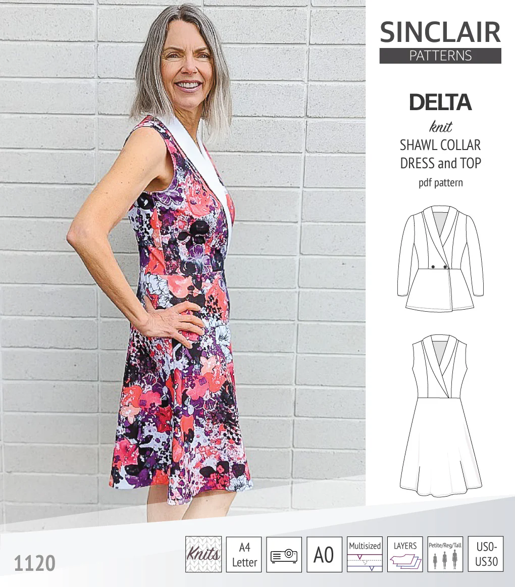 Delta knit shawl collar dress and top with princess seams (PDF) - Image 5