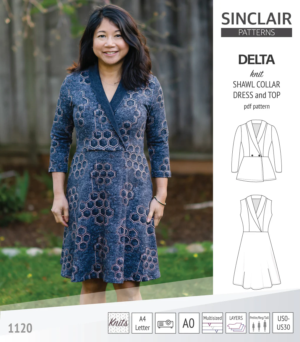 Delta knit shawl collar dress and top with princess seams (PDF) - Image 6