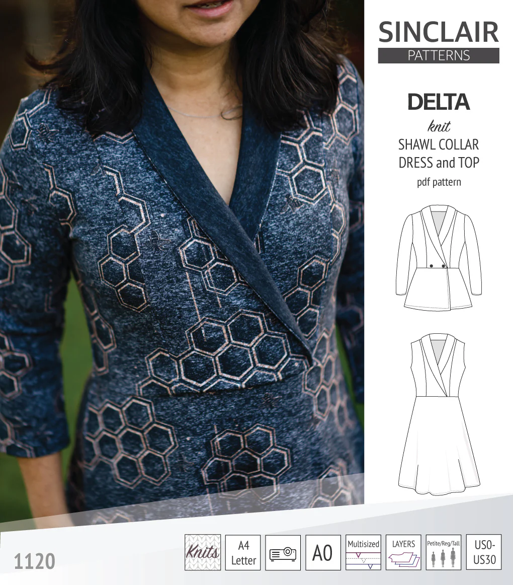 Delta knit shawl collar dress and top with princess seams (PDF) - Image 7