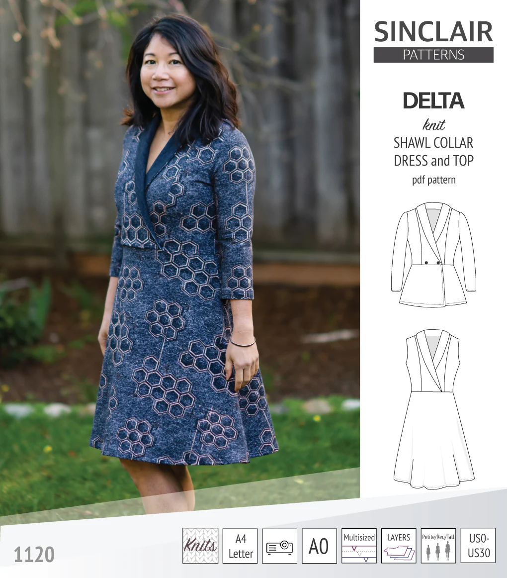 Delta knit shawl collar dress and top with princess seams (PDF) - Image 8
