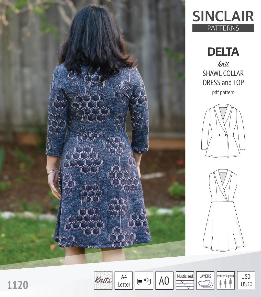 Delta knit shawl collar dress and top with princess seams (PDF) - Image 9