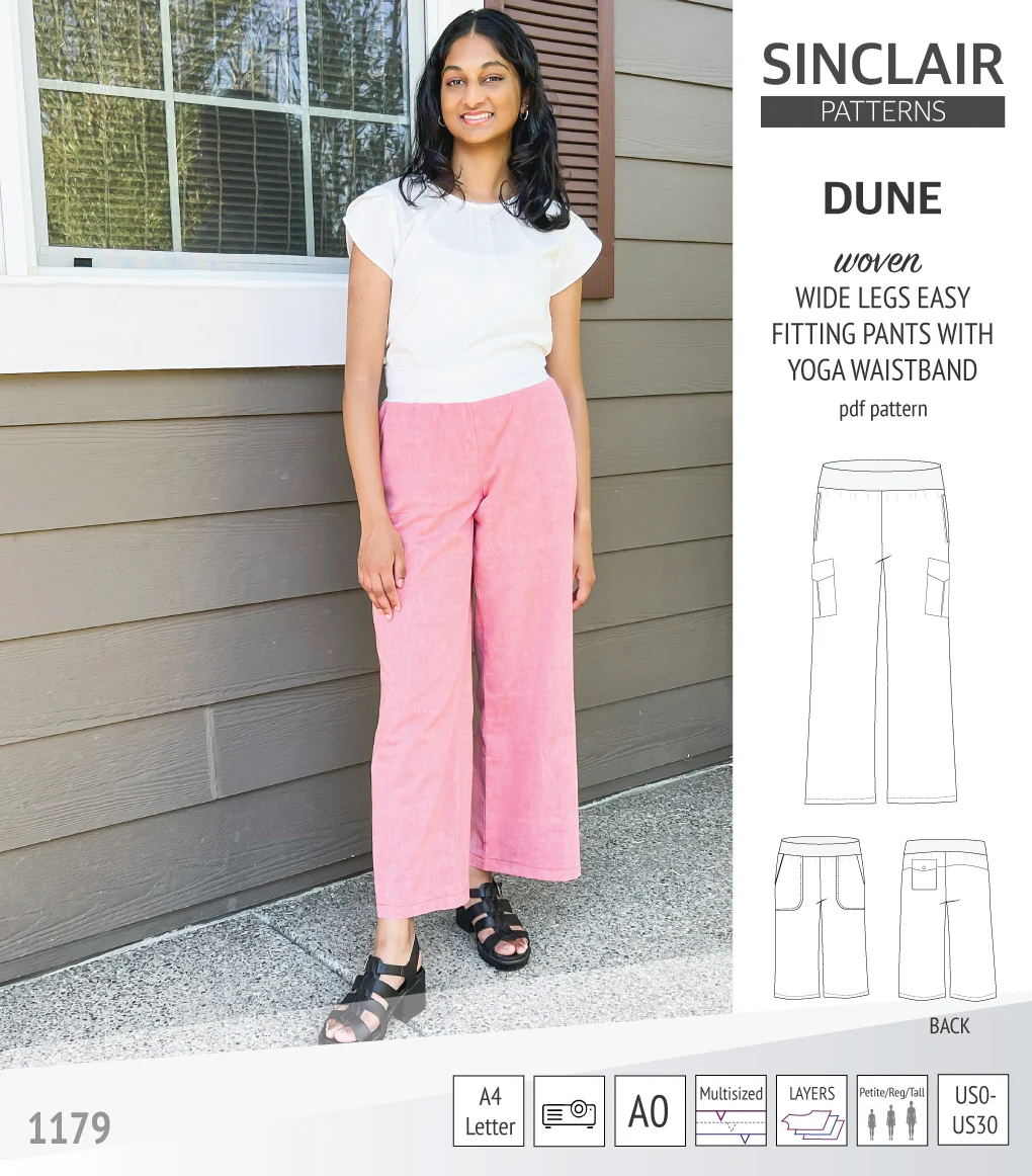 Dune wide leg woven pants with yoga waistband (PDF) - Image 4